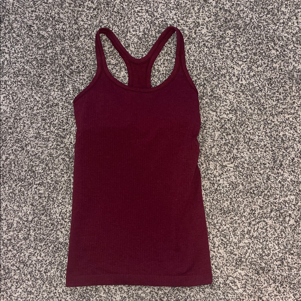 Lululemon dark magenta ebb to street full length tank top